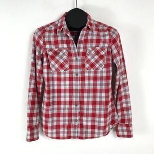 Eddie Bauer Button Up Flannel Shirt Women's XS Plaid Long Sleeve Casual Outdoor